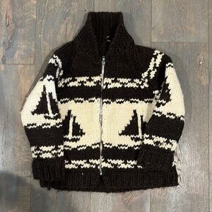 Zippered cowichan wool sailboat sweater